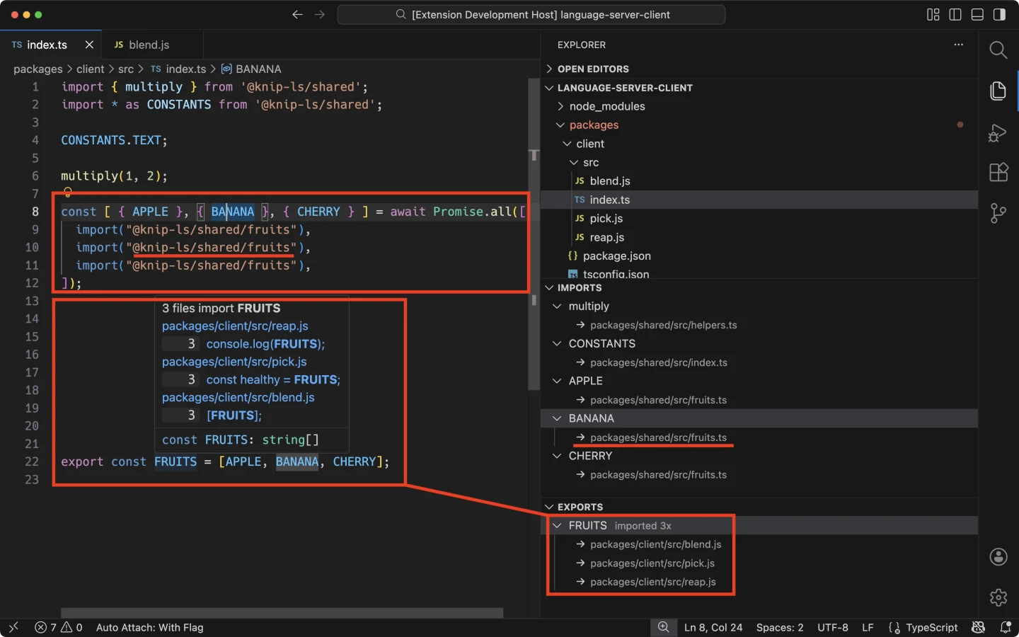 Hover over imports and exports